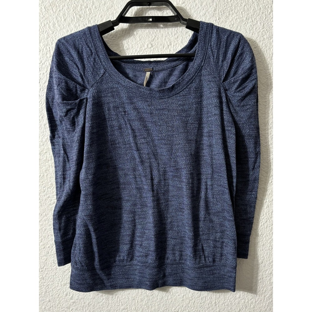 Free People Sweater Womens XS Pullover Lightweight Ruched Shoulder 3/4‎ Sleeve